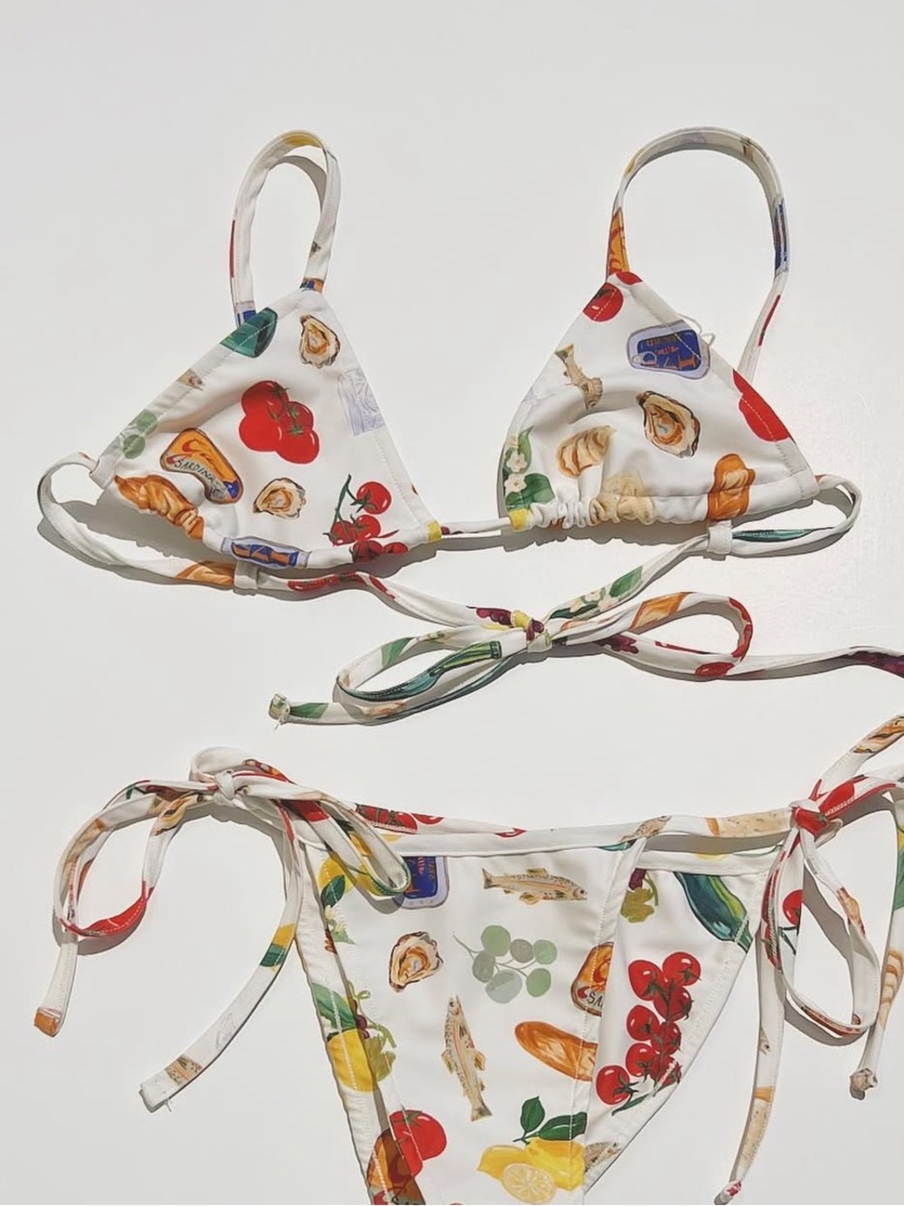 NWT Lisa Says Gah Pamela Bikini Top in Italian Summer Ivory Printed Food Maximal
